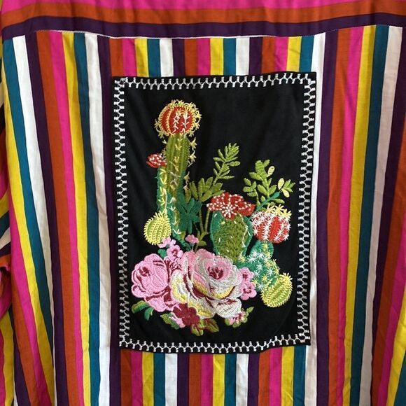 Andrew by unit- button down multicolored stripes w/ cactus embroidery- Size 2X - Picture 6 of 9